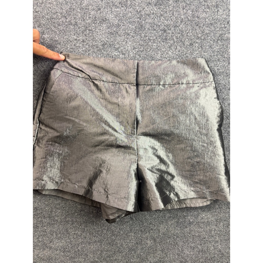 House of Harlow 1960 Metallic Shorts Womens Large Silver Textured High Waist